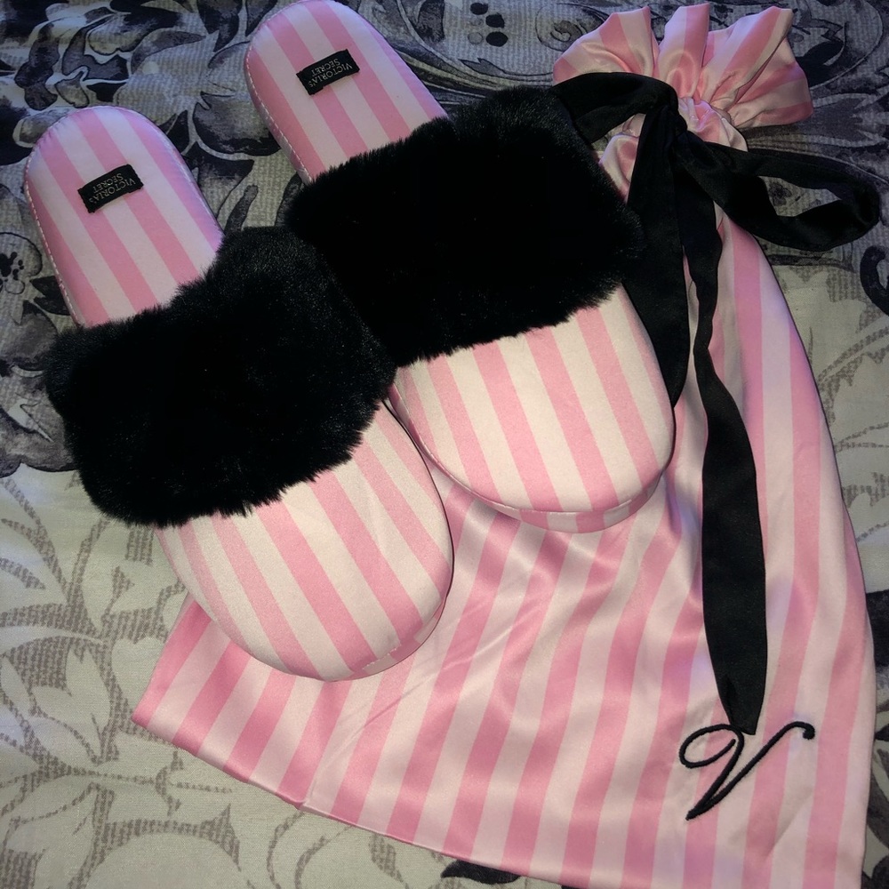 Victoria’s Secret Signature Satin Slippers